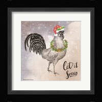 Vintage Christmas Be Merry Rooster Framed Print