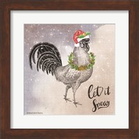 Vintage Christmas Be Merry Rooster Fine Art Print