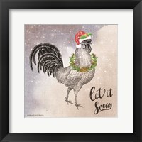 Vintage Christmas Be Merry Rooster Framed Print