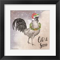 Vintage Christmas Be Merry Rooster Fine Art Print