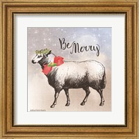 Vintage Christmas Be Merry Sheep Fine Art Print