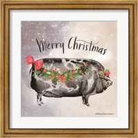 Vintage Christmas Be Merry Pig Fine Art Print