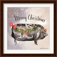 Vintage Christmas Be Merry Pig Fine Art Print