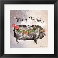 Vintage Christmas Be Merry Pig Fine Art Print