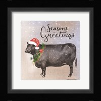 Vintage Christmas Be Merry Cow Framed Print
