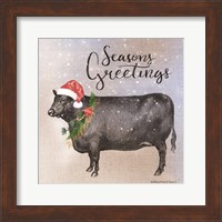 Vintage Christmas Be Merry Cow Fine Art Print