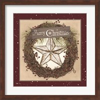 Christmas Barn Star Wreath Fine Art Print
