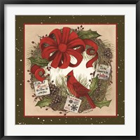 Cardinal Christmas Wreath Fine Art Print