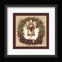 Folk Angel Christmas Wreath Fine Art Print