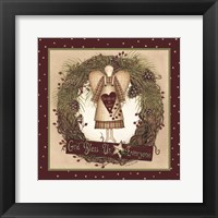 Folk Angel Christmas Wreath Fine Art Print