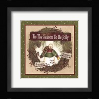 Snowman Christmas Wreath Fine Art Print