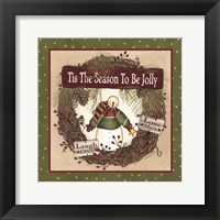 Snowman Christmas Wreath Fine Art Print