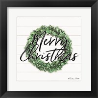 Merry Christmas Boxwood Wreath Fine Art Print