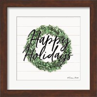 Happy Holidays Boxwood Wreath Fine Art Print