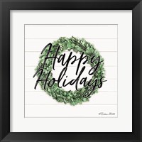 Happy Holidays Boxwood Wreath Fine Art Print
