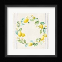 Floursack Lemons V Navy Framed Print