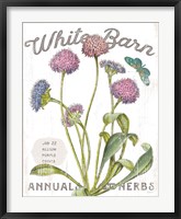 White Barn Flowers VI Framed Print