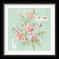 Cottage Roses III Blue Framed Print