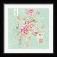 Cottage Roses II Blue Framed Print