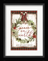Peace on Earth Buffalo Plaid Fine Art Print