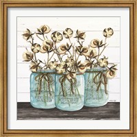 Blue Jars - Cotton Stems Fine Art Print