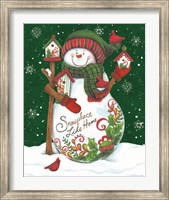 Snowman with Birdhouses Fine Art Print
