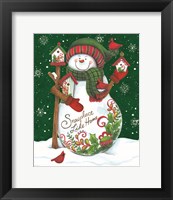 Snowman with Birdhouses Fine Art Print