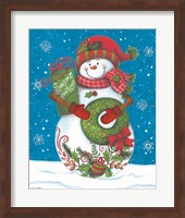 Snowman with Wreaths Fine Art Print