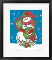 Snowman with Wreaths Fine Art Print