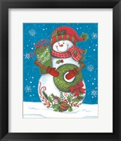 Snowman with Wreaths Fine Art Print