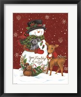 Snowman with Deer Fine Art Print