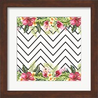 Watercolor Tropical Flowers and Lines Fine Art Print