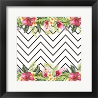 Watercolor Tropical Flowers and Lines Fine Art Print