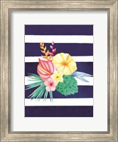 Watercolor Flowers Blue Lines I Fine Art Print