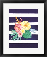 Watercolor Flowers Blue Lines I Framed Print