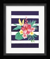 Watercolor Flowers Blue Lines II Framed Print
