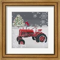 Red Tractor on Gray Fine Art Print