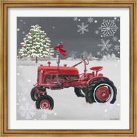 Red Tractor on Gray Fine Art Print