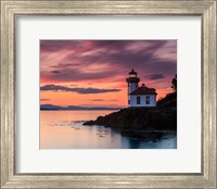 Orange Sunset at Lime Kiln Lighthouse Fine Art Print