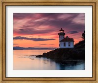 Orange Sunset at Lime Kiln Lighthouse Fine Art Print