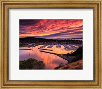 Red Sunset Over Harbor Fine Art Print