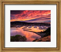 Red Sunset Over Harbor Fine Art Print