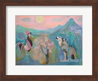 The Wolf and the Rooster Sing by Moonlight Fine Art Print