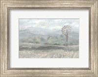 Country Meadow Windmill Landscape Neutral Fine Art Print