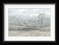 Country Meadow Windmill Landscape Neutral Fine Art Print