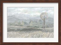 Country Meadow Windmill Landscape Neutral Fine Art Print