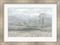 Country Meadow Windmill Landscape Neutral Fine Art Print