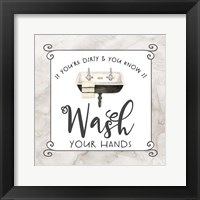 Bath Humor Wash Your Hands Framed Print