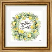 Watercolor Lemon Wreath Gather Friends Fine Art Print