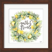 Watercolor Lemon Wreath Gather Friends Fine Art Print